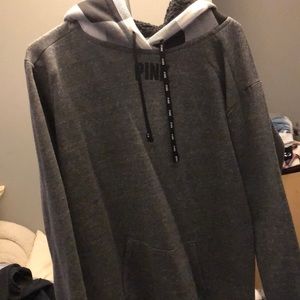 PINK sweatshirt gray and white plaid